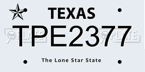 TPE2377 Texas License Plate