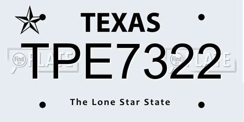 TPE7322 Texas License Plate
