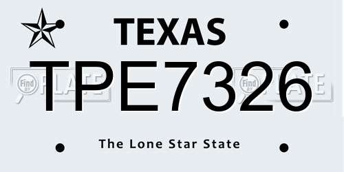 TPE7326 Texas License Plate