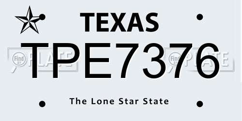 TPE7376 Texas License Plate