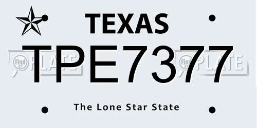 TPE7377 Texas License Plate