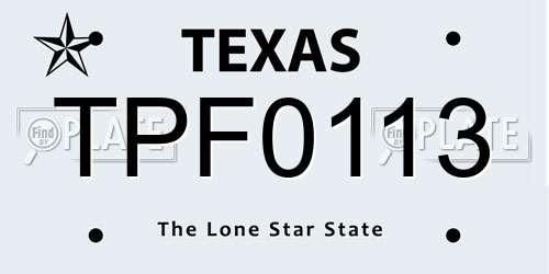 TPF0113 Texas License Plate