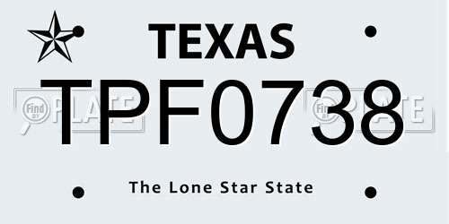 TPF0738 Texas License Plate