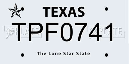 TPF0741 Texas License Plate