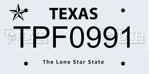 TPF0991 Texas License Plate