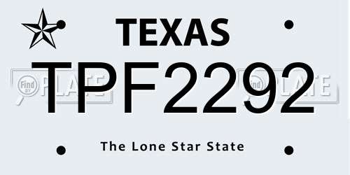 TPF2292 Texas License Plate