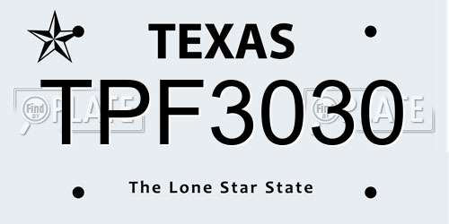 TPF3030 Texas License Plate