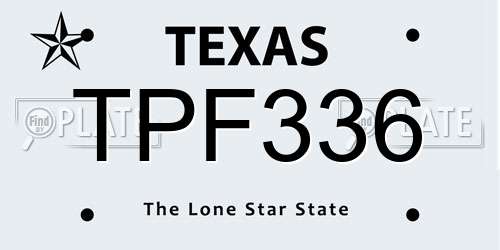 TPF336 Texas License Plate