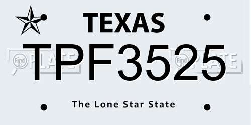 TPF3525 Texas License Plate