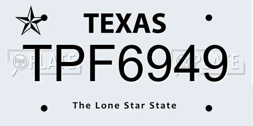 TPF6949 Texas License Plate