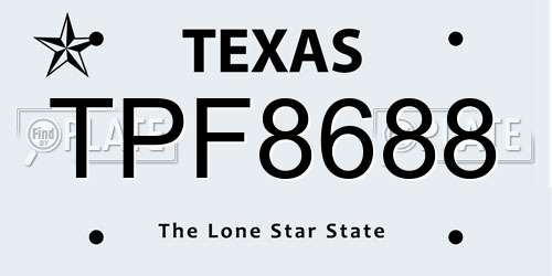 TPF8688 Texas License Plate