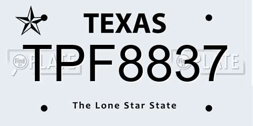 TPF8837 Texas License Plate