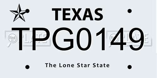 TPG0149 Texas License Plate