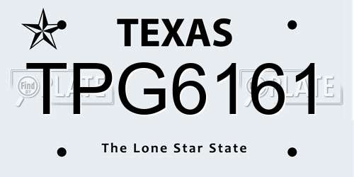 TPG6161 Texas License Plate