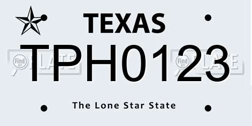 TPH0123 Texas License Plate