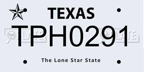 TPH0291 Texas License Plate