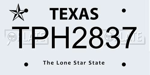 TPH2837 Texas License Plate