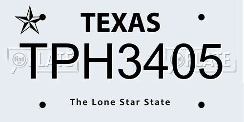 TPH3405 Texas License Plate
