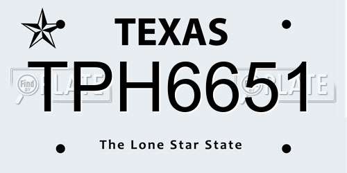 TPH6651 Texas License Plate