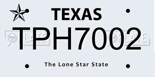 TPH7002 Texas License Plate