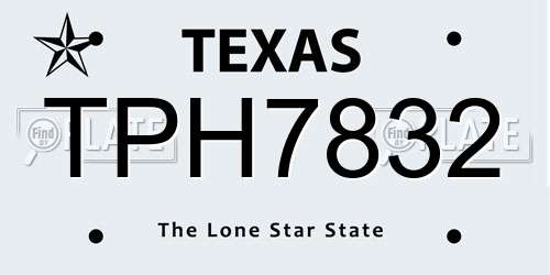 TPH7832 Texas License Plate
