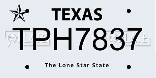 TPH7837 Texas License Plate