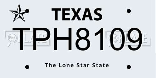 TPH8109 Texas License Plate