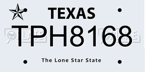 TPH8168 Texas License Plate