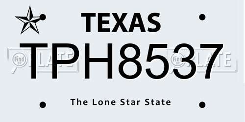 TPH8537 Texas License Plate
