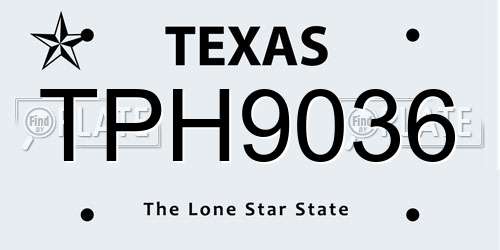 TPH9036 Texas License Plate