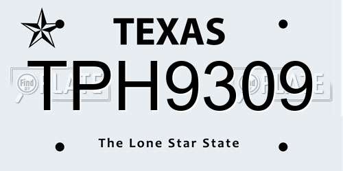 TPH9309 Texas License Plate