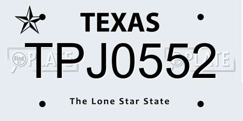 TPJ0552 Texas License Plate