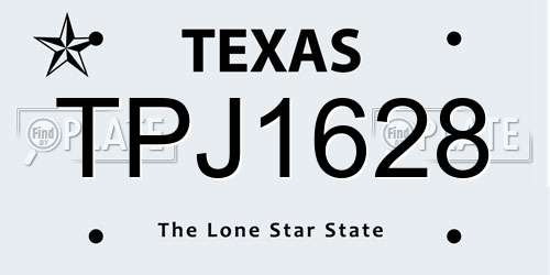 TPJ1628 Texas License Plate
