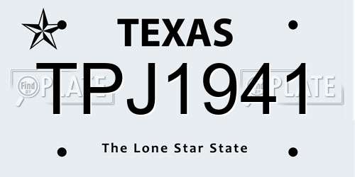 TPJ1941 Texas License Plate