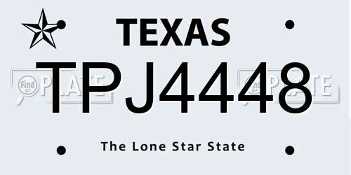 TPJ4448 Texas License Plate