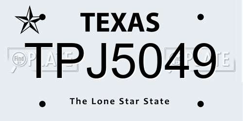 TPJ5049 Texas License Plate