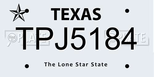 TPJ5184 Texas License Plate