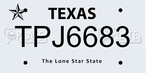 TPJ6683 Texas License Plate