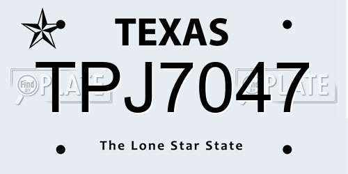 TPJ7047 Texas License Plate