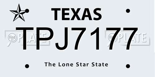TPJ7177 Texas License Plate