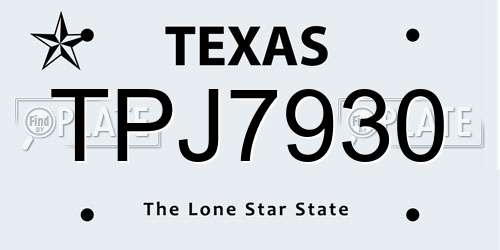 TPJ7930 Texas License Plate