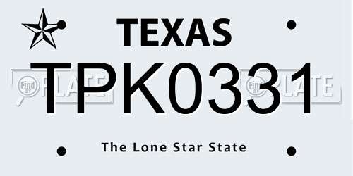 TPK0331 Texas License Plate