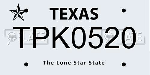TPK0520 Texas License Plate