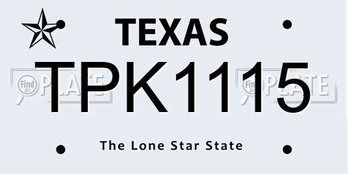 TPK1115 Texas License Plate