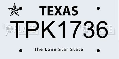 TPK1736 Texas License Plate