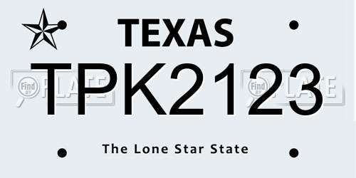TPK2123 Texas License Plate