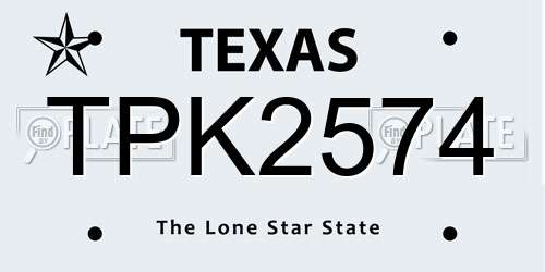 TPK2574 Texas License Plate
