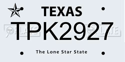 TPK2927 Texas License Plate