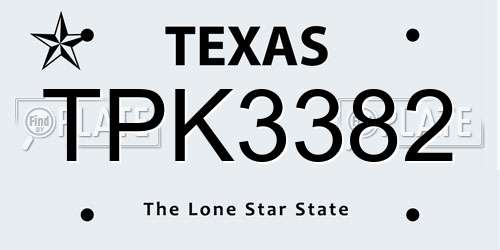 TPK3382 Texas License Plate