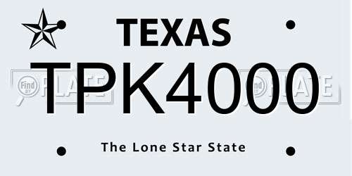 TPK4000 Texas License Plate